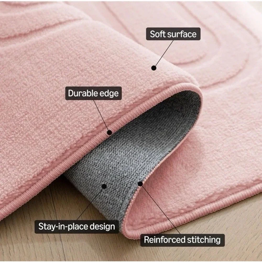 (23)Area Rugs, Soft-Touch Washable Home Decor Carpet Pink 7x5